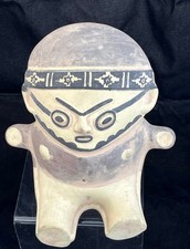 Peruvian Chancay Cuchimilco Seated Woman Statue Replica, Slipped Pottery Marked picture