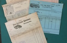 Lot of 6  Vintage 1920's Paper Invoices from Hardware Store Journaling Crafts picture