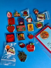 20 vintage teacher appreciation and school-themed lapel pins picture