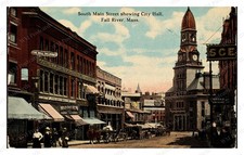 Fall River Massachusetts 1910s South Main City Hall Standard Postcard picture