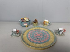 Vintage 1995 Popular Imports  Miniature Resin Bunny Tea Set Decorative   TS702 picture