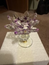 Breathtaking And So Pretty Is This Crystal Purple Lotus Tea Light Candle Holder picture