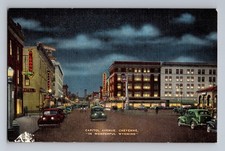 Capital Avenue Cheyenne By Night In Beautiful Wyoming Postcard EC Kropp picture