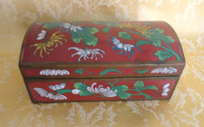 Vintage Chinese Enamel Cloisonne Box Red With Chrysanthemums 6
