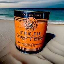 One Gallon Fresh Oysters Can  Dryden Brothers Seafood Company Crisfield, MD 200 picture