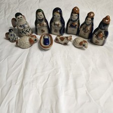 Nativity Jorge Wilmot Style Mexican Tonala Folk Art 11 Pc Kings Angel Sheep picture