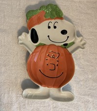 Vintage Hallmark Peanuts Snoopy & Charlie Brown's Pumpkin 🎃 Face Candy Bowl picture