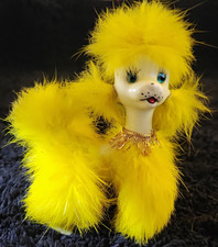 RARE Vtg 1950s Relpo Yellow Fur Poodle Figurine C-7293 Japan Mid Century Kitsch picture