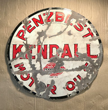 VINTAGE 1930S-40s KENDALL PENZBEST MOTOR OILS 2 SIDED PORCELAIN ADVERTISING SIGN picture