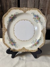 Vintage Noritake China Atesia Salad Plate Gold Rim Floral 7.75” X 6 picture