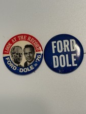 Vintage 1976 Gerald Ford & Bob Dole US President Campaign Jugate Pinback Button picture