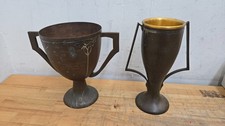 Heintz Art Sterling on Bronze Trophy 72oz, 1916, Silver Crest Vase 60oz Sterling picture