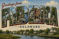 Greetings from Frederica DELAWARE MODERN Postcard Large Letter C318 picture