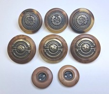 Vtg Metal Tortoiseshell Look Button Lot 8 Three Styles Two Sizes Shank & 2 Hole picture