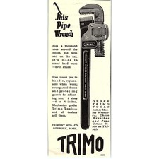 Trimont Mfg Co Trimo Pipe Wrench Roxbury MA 1924 Ad AG3-H2 picture