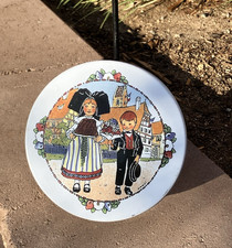 VTG Hansi Massilly France Litho Tin Biscuit Box Alsatian Children 8” picture