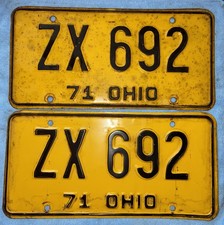Vintage 1971 Ohio License Plates picture