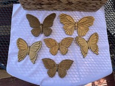Set  6 Vintage 1967 HOMCO Gold Butterfly Wall Art Plaques MCMLXXI picture