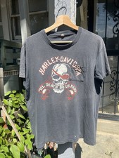 Harley Davidson Skull Holoubek 3D Emblem Single Stitch Pocket T-Shirt 1970s L  picture