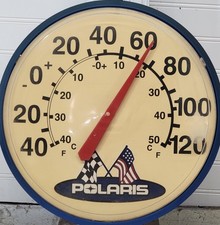 Vintage Polaris Racing Wall Thermometer Snowmobile ATV Garage Advertising 14