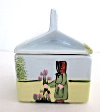 Ceramic Trinket Box Amish Girl Handpainted Signed Linda Davis 1982 picture