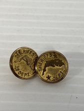 Vintage Florida Sheriffs Department Metal Uniform Sleeve Buttons, Set Of 2 picture