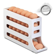 ZAYLAN Auto-Rolling Egg Holder for Fridge – 4-Tier Space-Saving WHITE picture