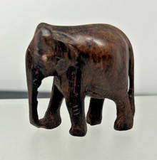 Vintage Hand Carved Wood Elephant Figurine Statue Lucky Animal Decor 2