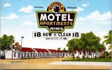 Buffalo Motel Apartments Kearney Nebraska Highway 30 Linen Postcard picture