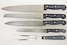 Vintage Cutlery set 5 Cuisine De France Stainless Steel Knives & Carving Fork picture