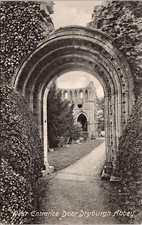 West Entrance Door Dryburgh Abbey Antique Postcard DB UNP Unused Arch picture