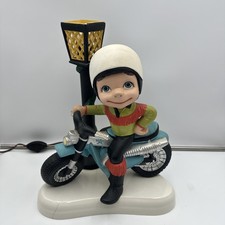 Vintage Retro MAC 1971 Ceramic Motorcycle boy Lamp 15.5”   Works Fine picture