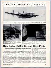 1952 Aviation Article - Breguet Deux Ponts Passenger Cargo Transport French picture