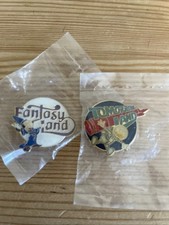 Disneyland Pins - Tomorrow Land and Fantasy Land Vintage New In Plastic 2 Pieces picture