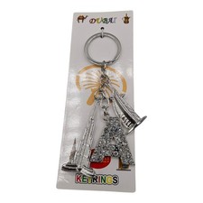Dubai Souvenir Keychain Silver Initial A Burj Khalifa Burj Al Arab Rhinestone picture