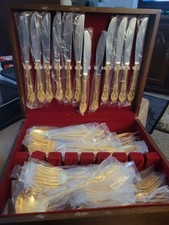 67 Piece ESTIA Gold Plated Korea Silverware + Serving Pcs NEW see description  picture