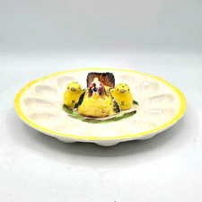 Deviled Egg Plate Chicken Baby Chicks Salt Pepper Japan Ceramic Vintage 1950’s picture