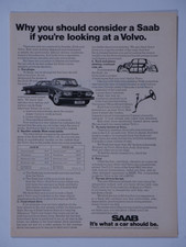 1975 Saab 99 Volvo 142 What A Car Should Be Vintage Original B&W Print Ad picture