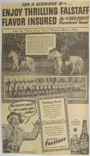 Vintage 1941 FALSTAFF Beer Cone Top Can / Bottle Newspaper Print Ad picture