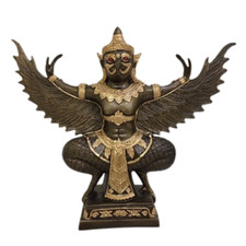 Thai Garuda Statue Pure Namphi iron ore Metal Sacred Amulet Talismas Decor picture
