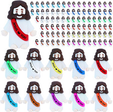 100 Pack Little Jesus Figures Loves You, Tiny Mini Jesus Figurines Rubber Bulk picture