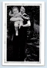 Old Vintage Photo WOMAN HOLDING TODDLER DECORATIVE BORDER FOUND PHOTOGRAPH picture