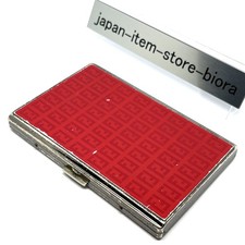 Authentic Fendi FF Logo Red Gunmetal Cigarette Case Card Holder Vintage Italy picture
