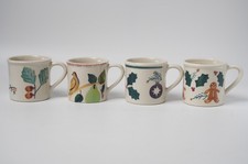 Vintage Hartstone Pottery USA 1982 Christmas Mugs Set of 4 Gingerbread Holly picture