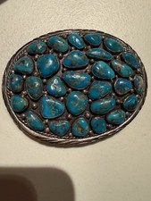 sterling silver and turquoise belt buckle picture