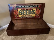 Large Antique D.M. Ferry & Co. Wood Store Seed Box Display w/ Color Label 1900 picture