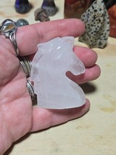 PRETTY Clear Quartz hand carved Unicorn head ~2in tall O47 picture