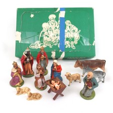 Vtg Friedel Krippenfiguren nativity set handpainted Germany Christmas 13 piece picture