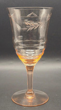 VTG Tiffin Pink Depression Glass Water Goblet Stem 14196 Panel Optic Laurel 6.5” picture