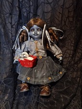 OOAK Creepy Doll Halloween Prop Handmade 16 In Tall, Sits picture